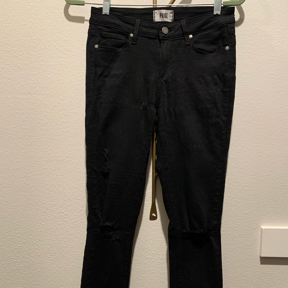 Paige distressed black jeans